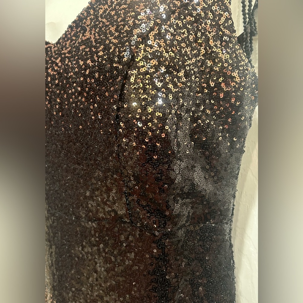 New Full Length Waterfall Sequin Gown - Picture 4 of 6